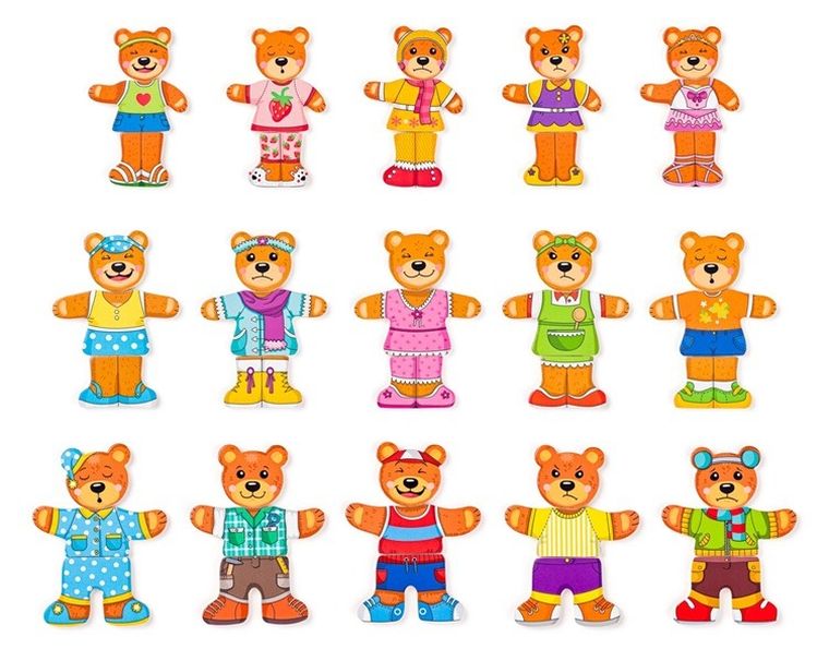 Woodyland, misiowa rodzina, układanka drewniana