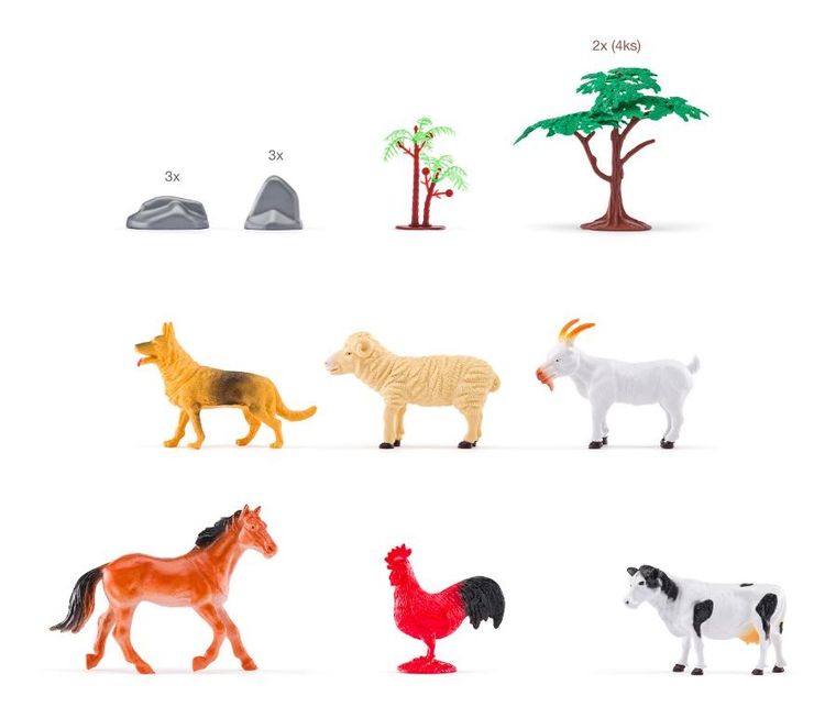 Woodyland, zestaw figurek: dinozaury, dzikie zwierzęta, farma, 60 elementów