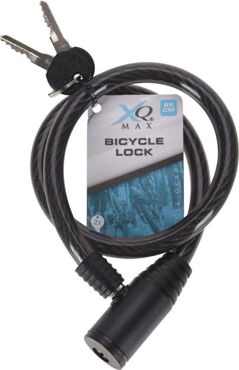 XQ Max, zapięcie rowerowe spiralne, 0,8-65 cm, kolor czarny