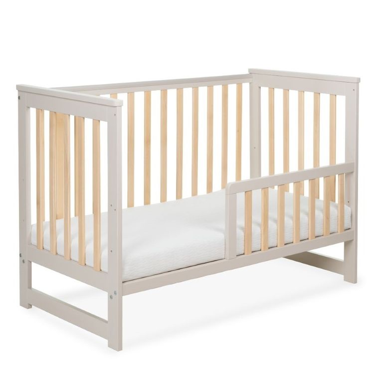 Yoonco, IWI, łóżeczko drewniane z barierką, beż/buk