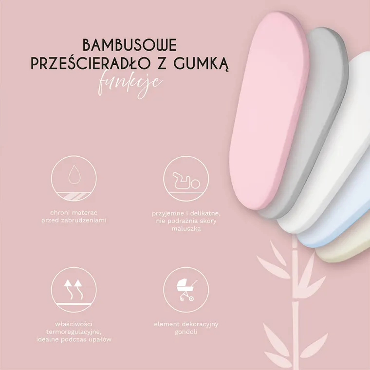 Yoonco, prześcieradło do wózka, bambusowe, szare, 75-35 cm