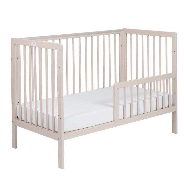 Yoonco, Timio, łóżeczko drewniane z barierką, beżowe, 120-60 cm