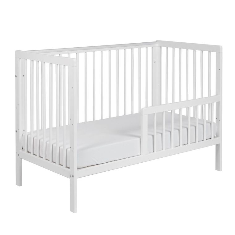 Yoonco, Timio, łóżeczko drewniane z barierką, białe