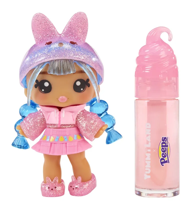 Yummiland, PEEPS®, Lip Gloss Doll, Maddie Mallows, mini laleczka + błyszczyk DIY do ust