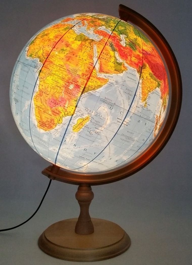 Zachem, globus polityczno-fizyczny, podświetlany, średnica 32 cm