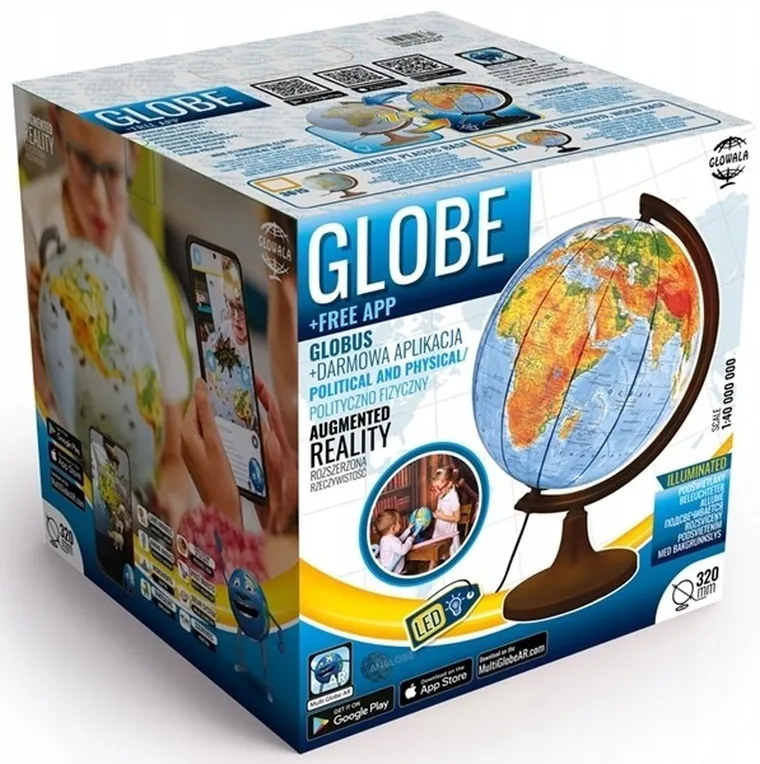 Zachem, globus polityczno-fizyczny, podświetlany, średnica 32 cm
