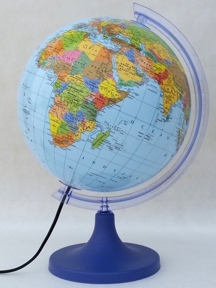 Zachem, globus polityczny, podświetlany, średnica 25 cm