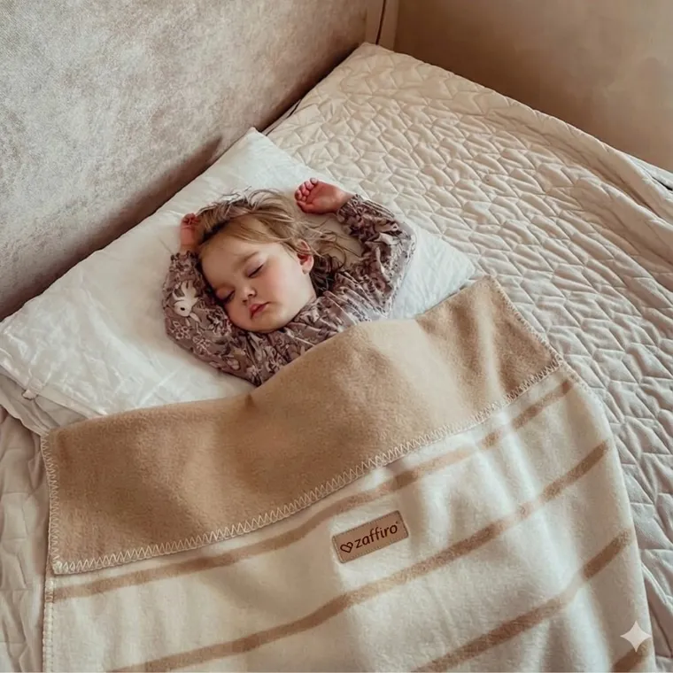 Zaffiro, Alba, koc bawełniany, beige, 75-100 cm