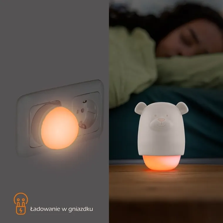 Zazu, Benny, lampka nocna dla dzieci do kontaktu, taupe