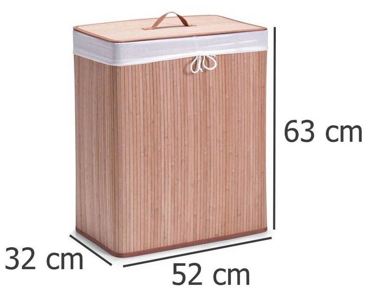 Zeller, bambusowy kosz na pranie, 104l, jasnobrązowy, 2-komorowy