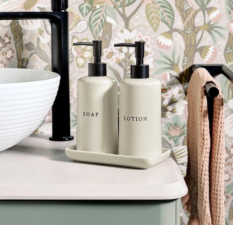Zeller, ceramiczne dozowniki do mydła i lotionu, Bath style, 3 elementy