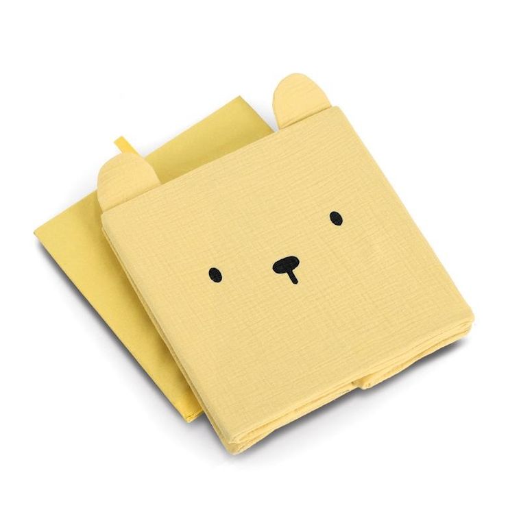 Zeller, Cozy Kids, pojemnik na zabawki z uszkami, muślinowy, żółty, 28-28-28 cm