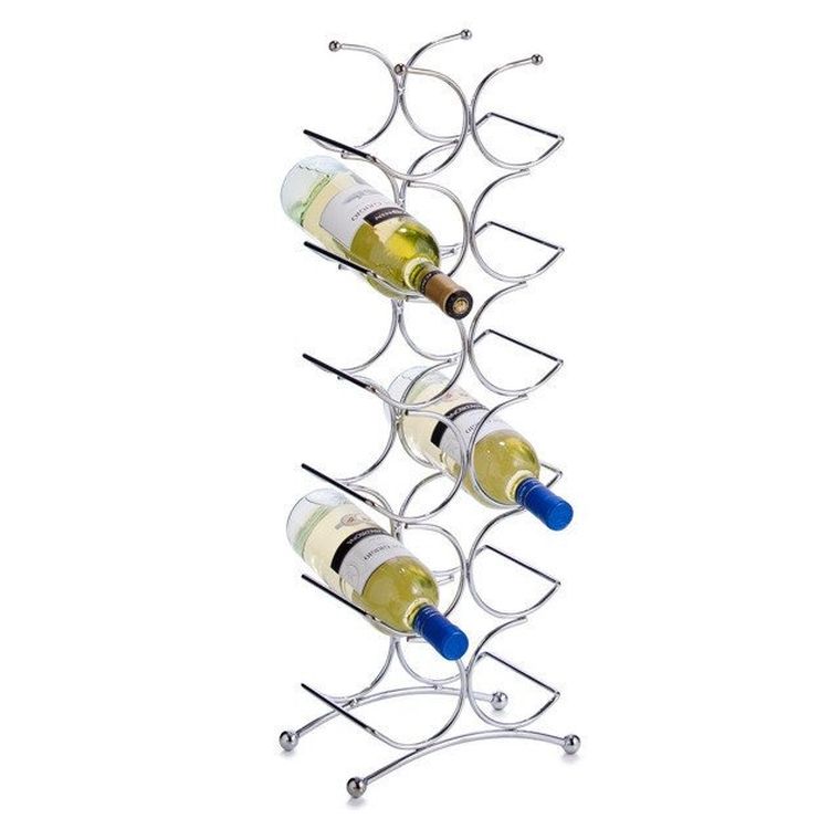 Zeller, designerski metalowy stojak, srebrny, 12 butelek