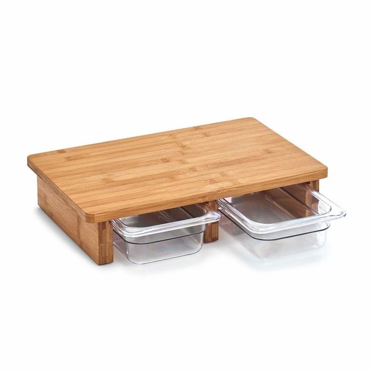 Zeller, deska do krojenia z wysuwanymi szufladkami, 40,5-26,5-8,5 cm