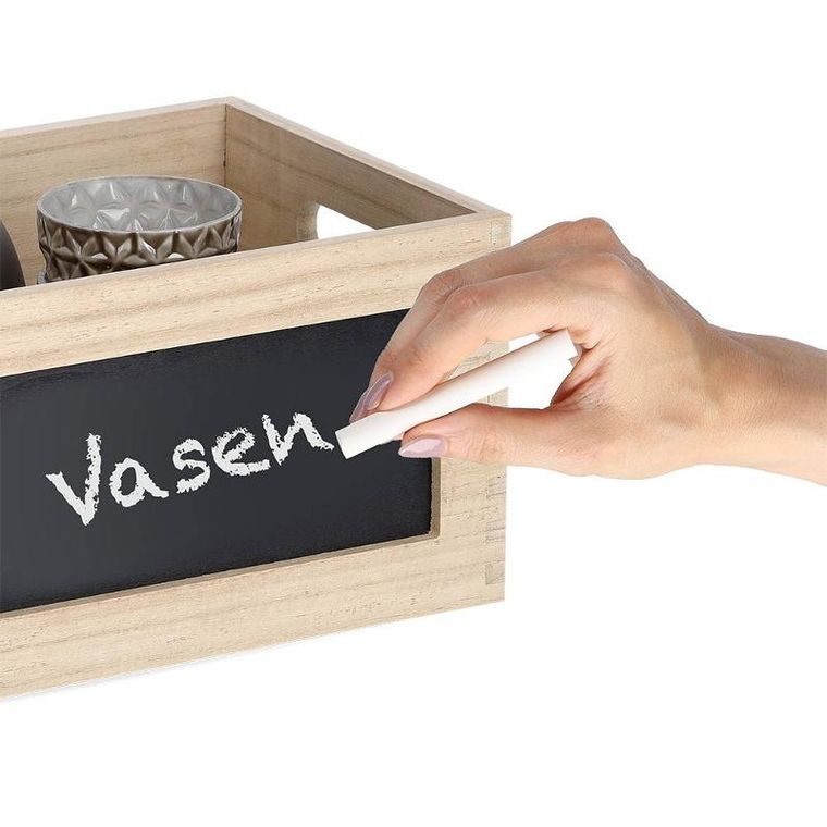 Zeller, drewniany organizer do przechowywania, pojemnik z tablicą kredową