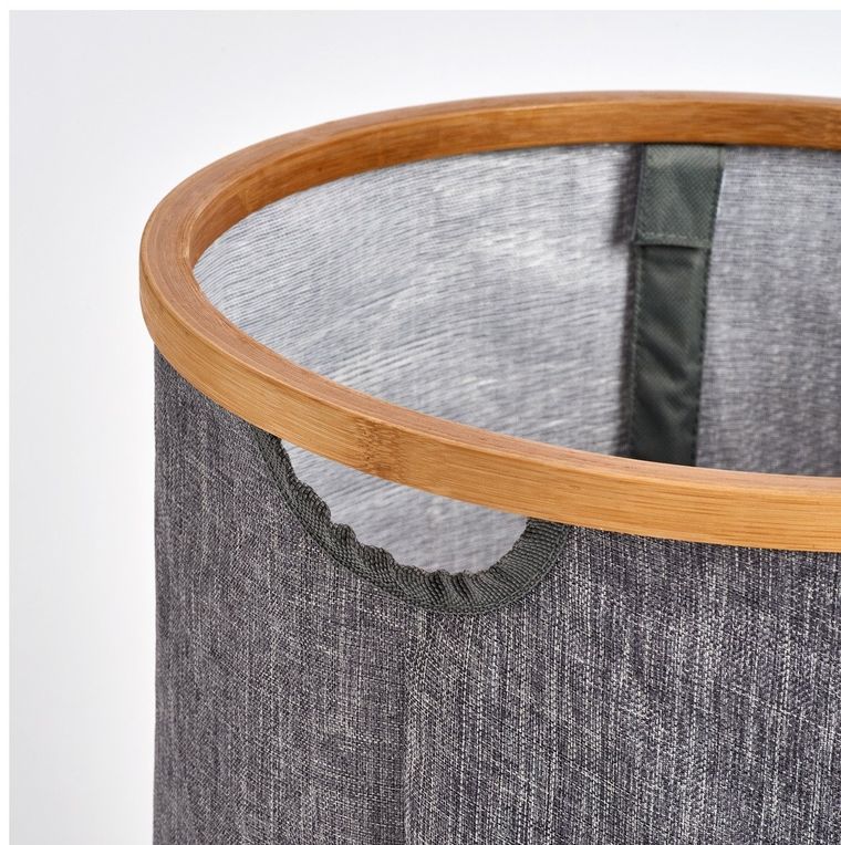 Zeller, kosz na pranie z bambusową obręczą, 50l, szary