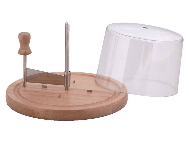 Zeller, krajalnica do sera, drewniana deska z kloszem