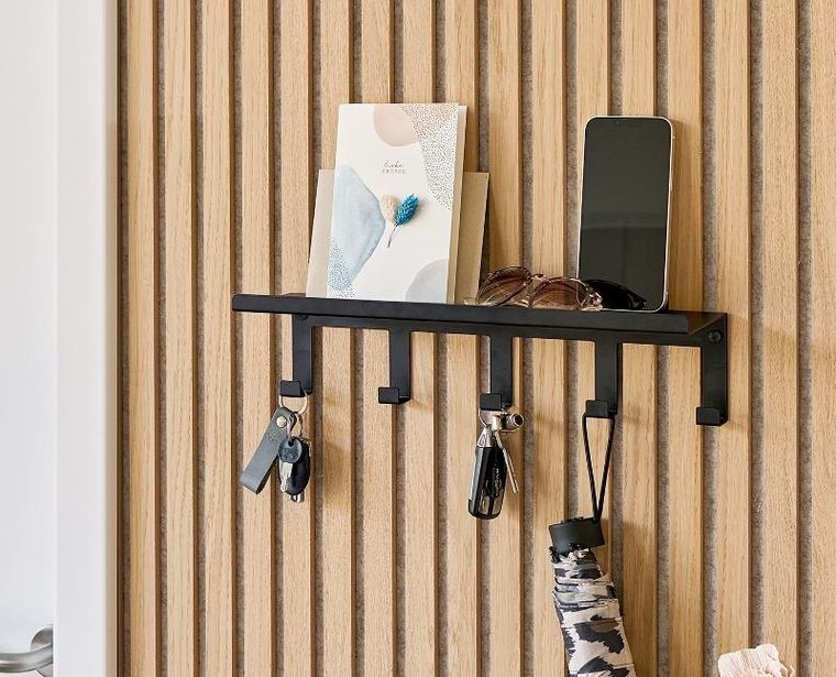 Zeller, metalowy wieszak do przedpokoju z półką, nordic space, 40-10-11 cm