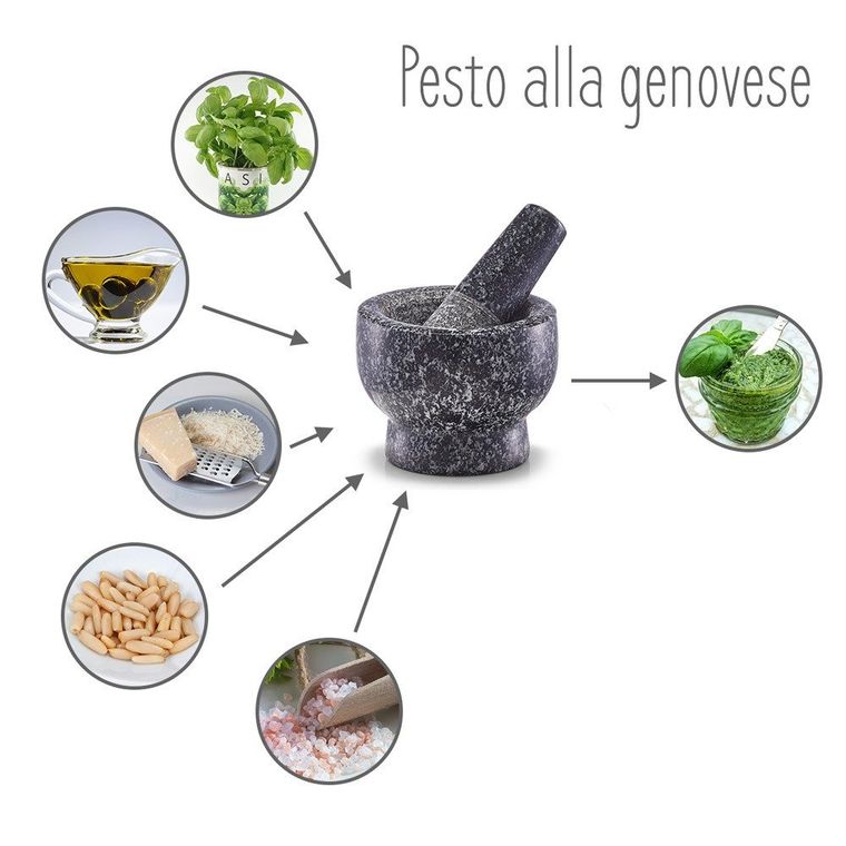 Zeller, moździerz kuchenny, granit, z tłuczkiem, Ø 9-6,5 cm