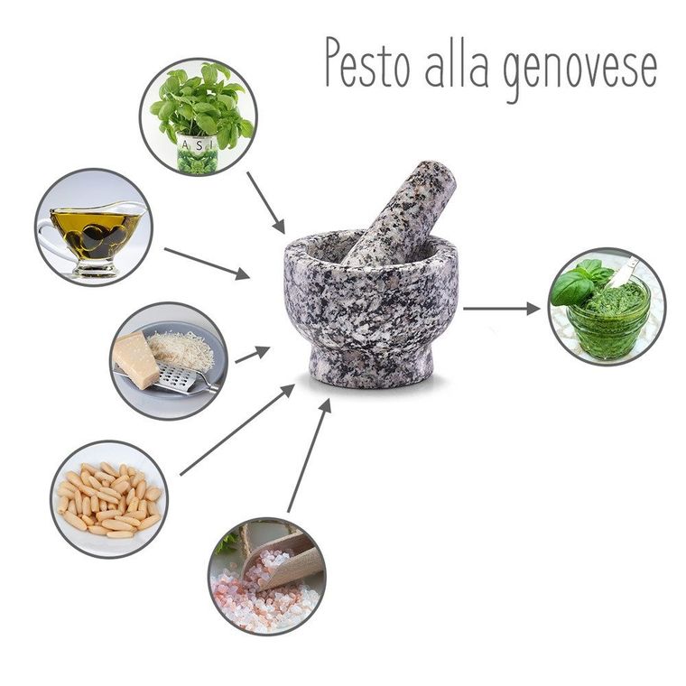 Zeller, moździerz kuchenny, granit, z tłuczkiem, Ø 9-6,5 cm