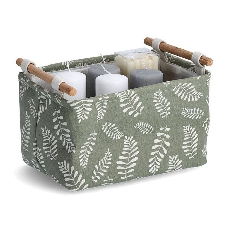 Zeller, pojemnik do przechowywania, bawełniany z uchwytem, motyw liści