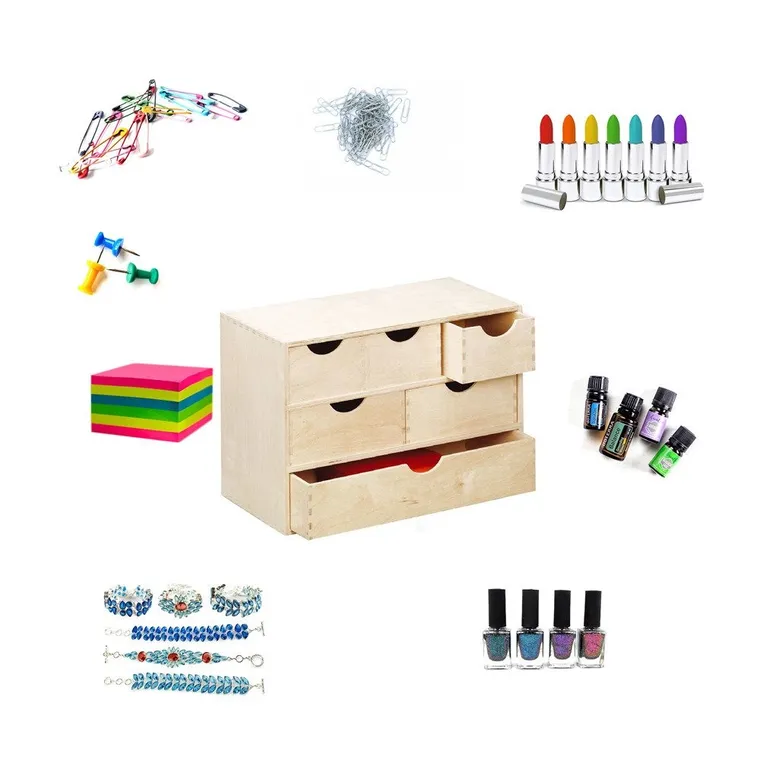 Zeller, pojemnik na drobiazgi, 6 szuflad, drewniany