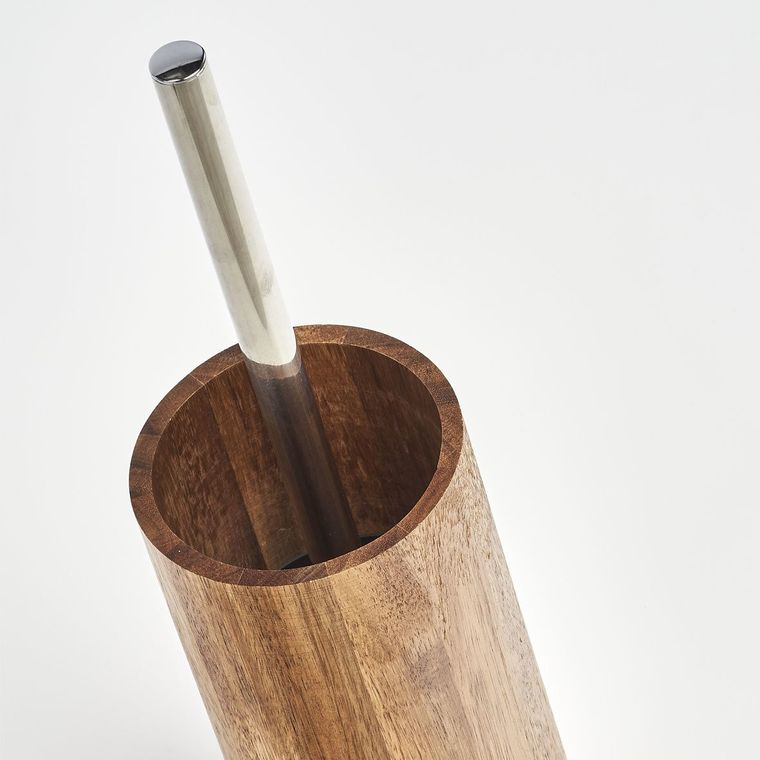 Zeller, pojemnik na szczotkę WC + szczotka, drewno akacjowe