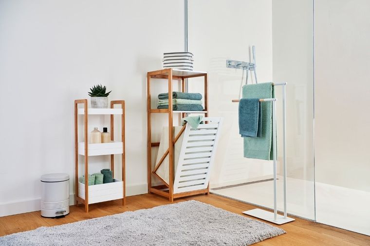 Zeller, półka z włókna bambusowego, trzy kosze