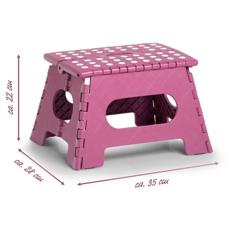 Zeller, składany stołek antypoślizgowy, 35-28-22 cm, jagodowy