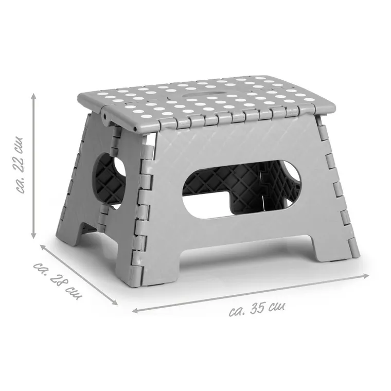 Zeller, składany stołek antypoślizgowy, 35-28-22 cm, jasno-szary