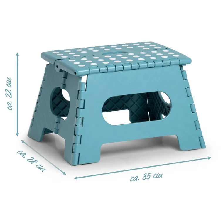 Zeller, składany stołek antypoślizgowy, 35-28-22 cm, morski