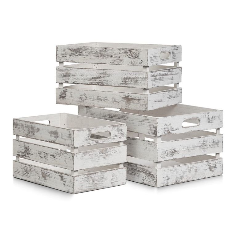 Zeller, skrzynia do przechowywania, Vintage White, drewniana, biała, 39-29-21 cm