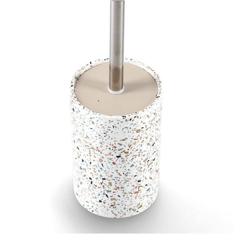 Zeller, szczotka wc z cementowym pojemnikiem terrazzo, ø 10,3 cm