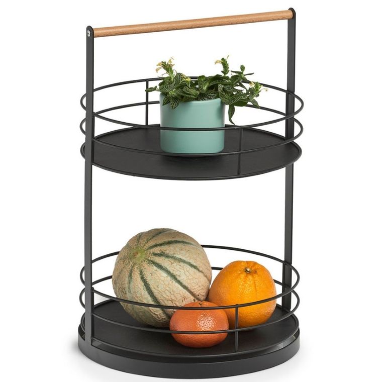 Zeller, taca kuchenna na przybory i zioła, 2 poziomy z rączką, czarna