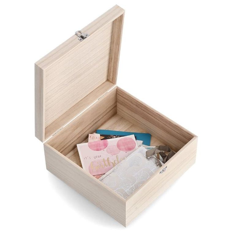 Zeller, zamykana skrzynka drewniana, 26-26-12,5 cm