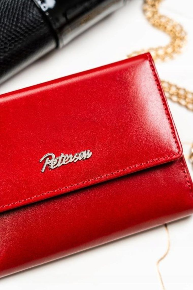 Zestaw: Portfel, Brelok, czerwony, skórzany, RFID, Peterson