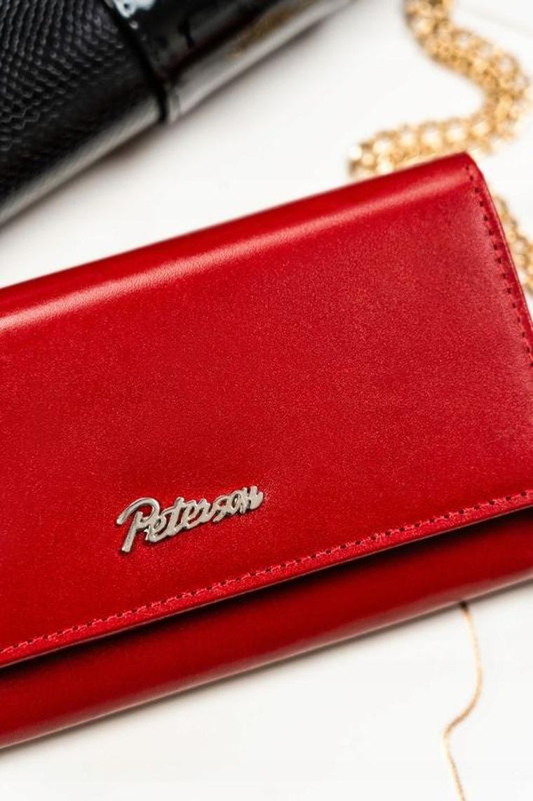 Zestaw: Portfel, Brelok, czerwony, skórzany, RFID, Peterson