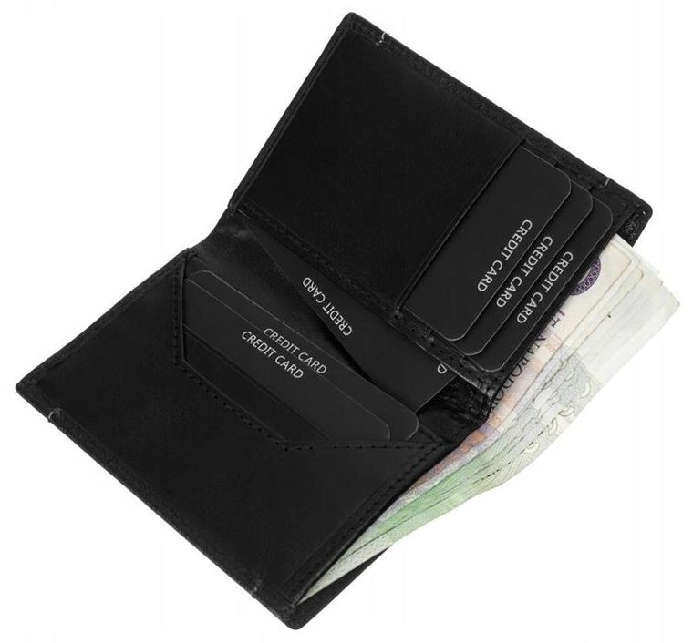 Zestaw: Portfel, Etui na karty, Brelok, czarny, skórzany, Cavaldi