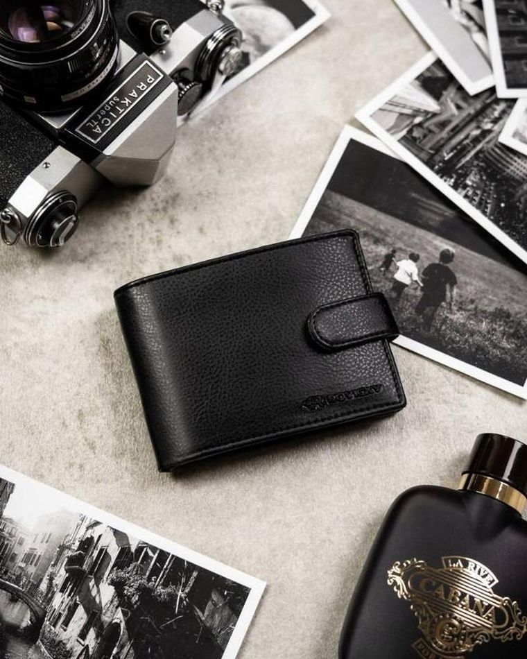 Zestaw prezentowy: Portfel, Brelok, czarny, skóra ekologiczna, RFID, Rovicky