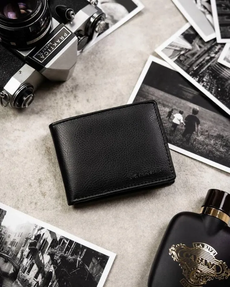 Zestaw prezentowy: Portfel, Brelok, czarny, skóra ekologiczna, RFID, Rovicky