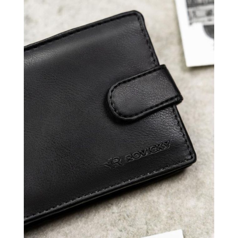 Zestaw prezentowy: Portfel, Brelok, czarny, skóra ekologiczna, Rovicky