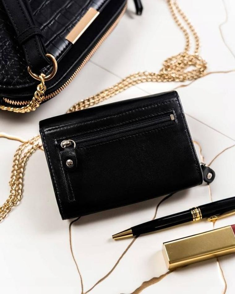 Zestaw prezentowy: Portfel, Brelok, czarny, skórzany, Peterson