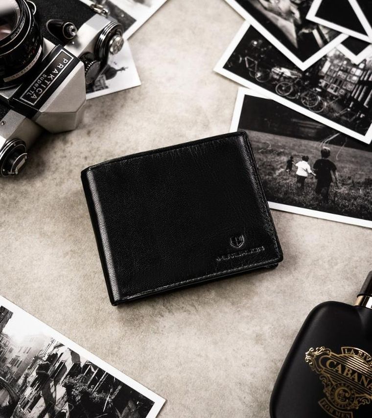 Zestaw prezentowy: Portfel, Brelok, czarny, skórzany, Peterson