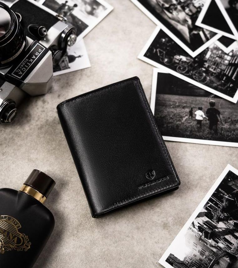 Zestaw prezentowy: Portfel, Brelok, czarny, skórzany, Peterson