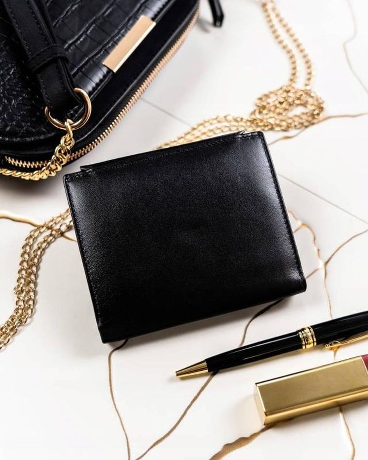 Zestaw prezentowy: Portfel, Brelok, czarny, skórzany, Peterson