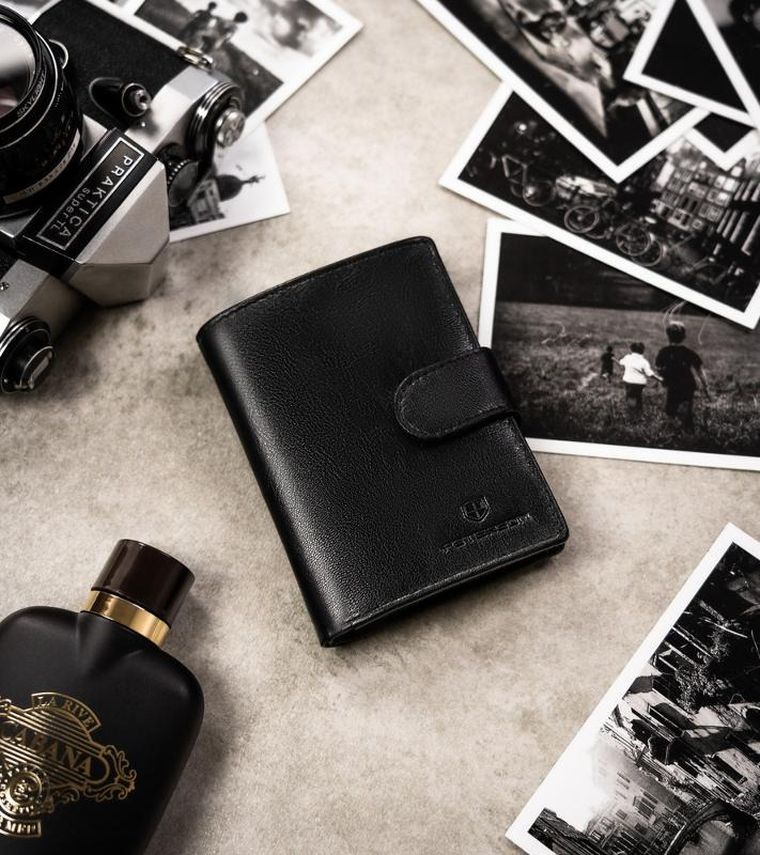 Zestaw prezentowy: Portfel, Brelok, czarny, skórzany, Peterson