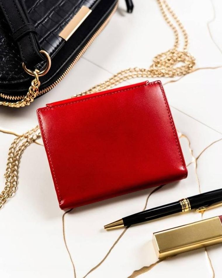 Zestaw prezentowy: Portfel, Brelok, czerwony, skórzany, Peterson