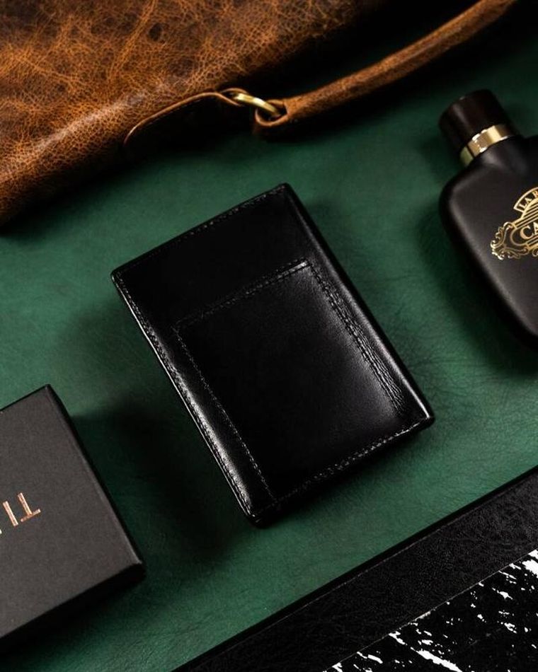 Zestaw prezentowy: Portfel skórzany, Brelok, czarny, Peterson