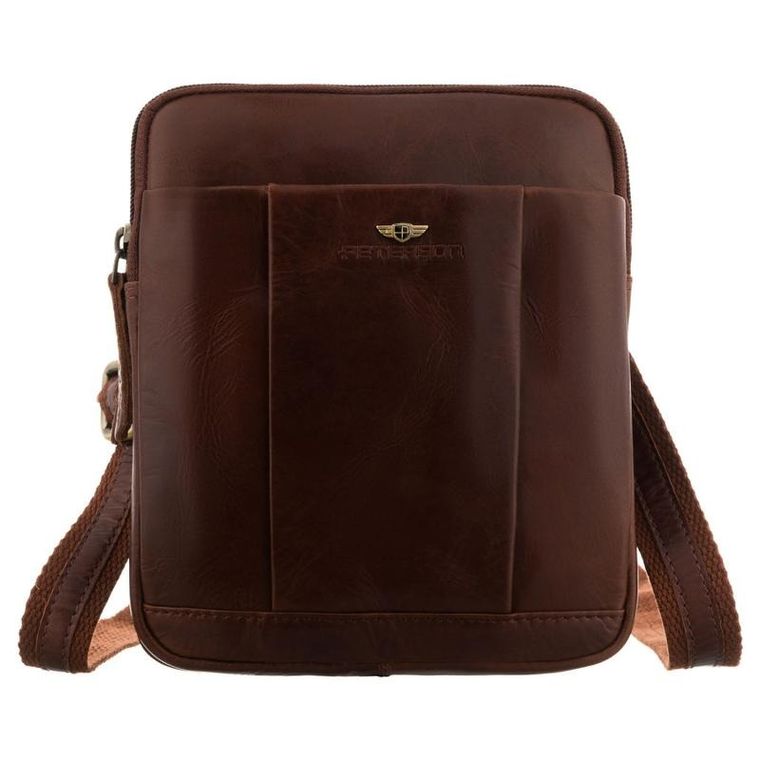 Zestaw, Torba listonoszka, Etui na klucze, brązowy, skórzany, Peterson