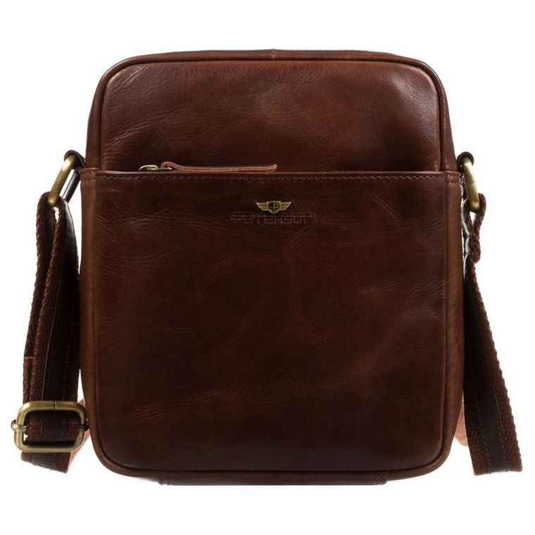 Zestaw, Torba listonoszka, Etui na klucze, brązowy, skórzany, Peterson